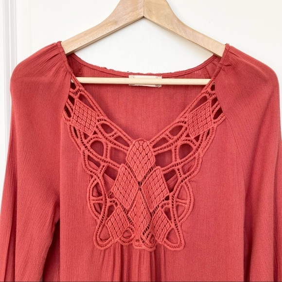 Altar’d State Crocheted Long Sleeve Lightweight Boho Tunic Dress - Picture 3 of 13